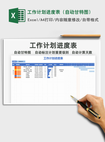 2021年工作计划进度表（自动甘特图）