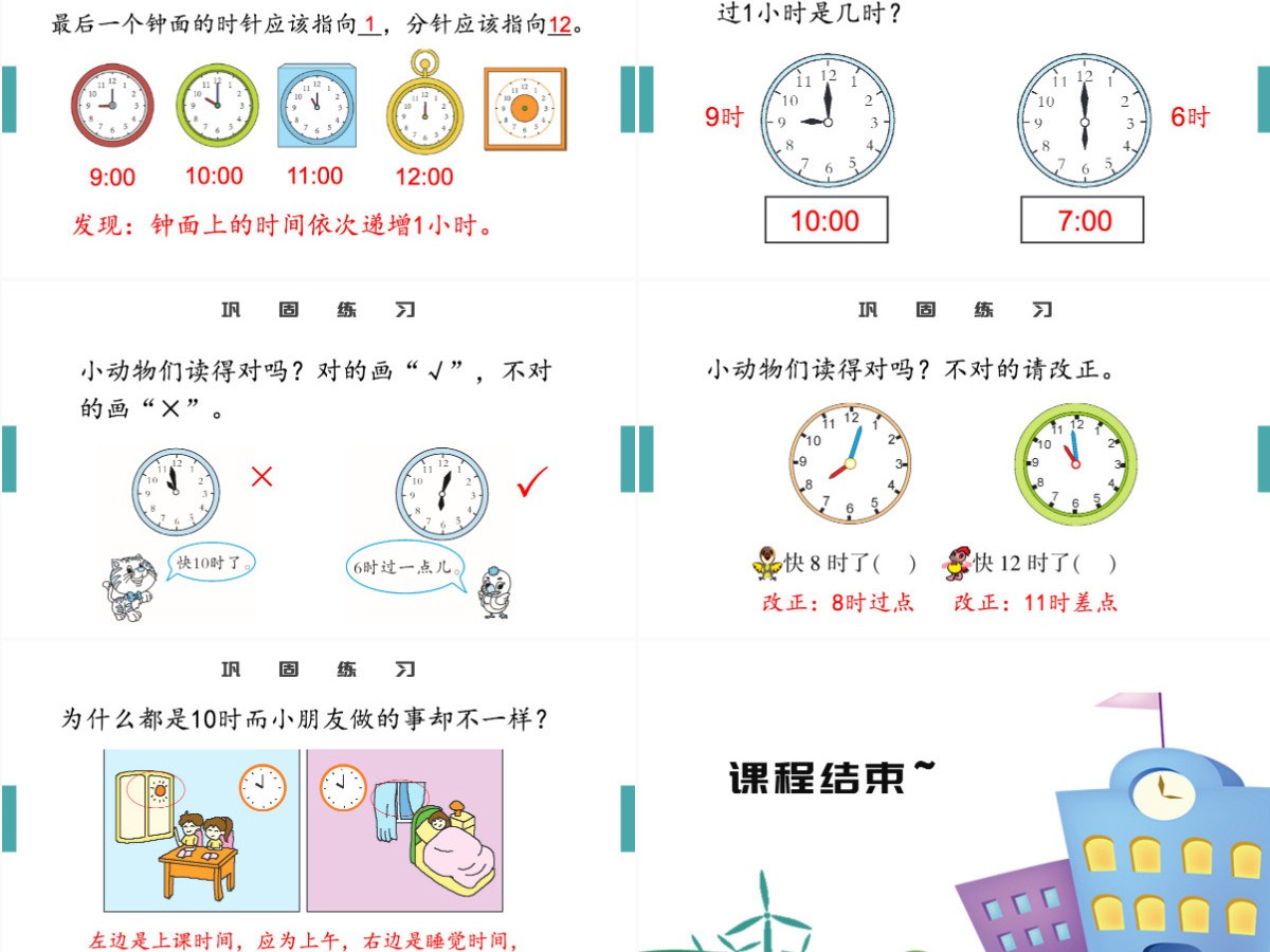 人教版小学一年级数学上册第七课：认识钟表（含配套教案）课件PPT