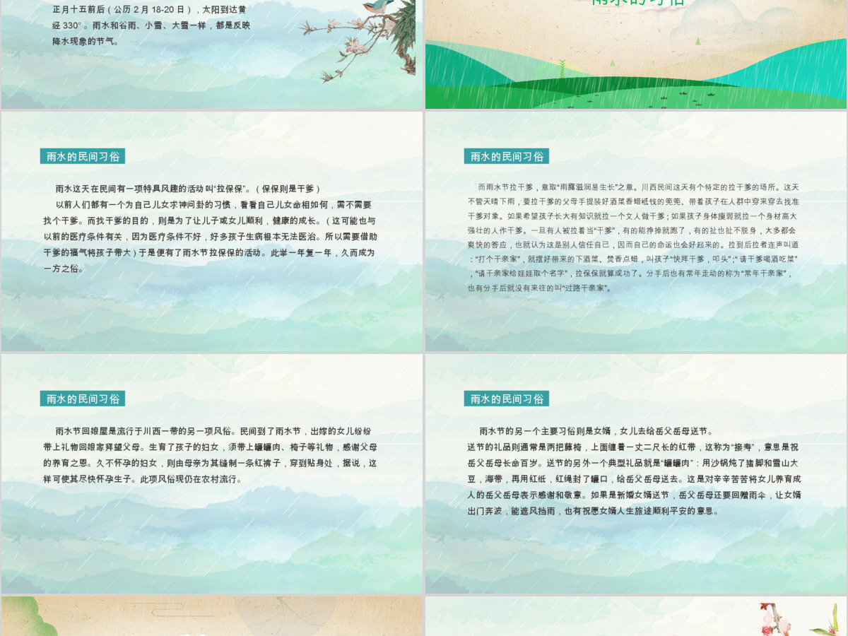 二十四节气之雨水主题动态PPT模板