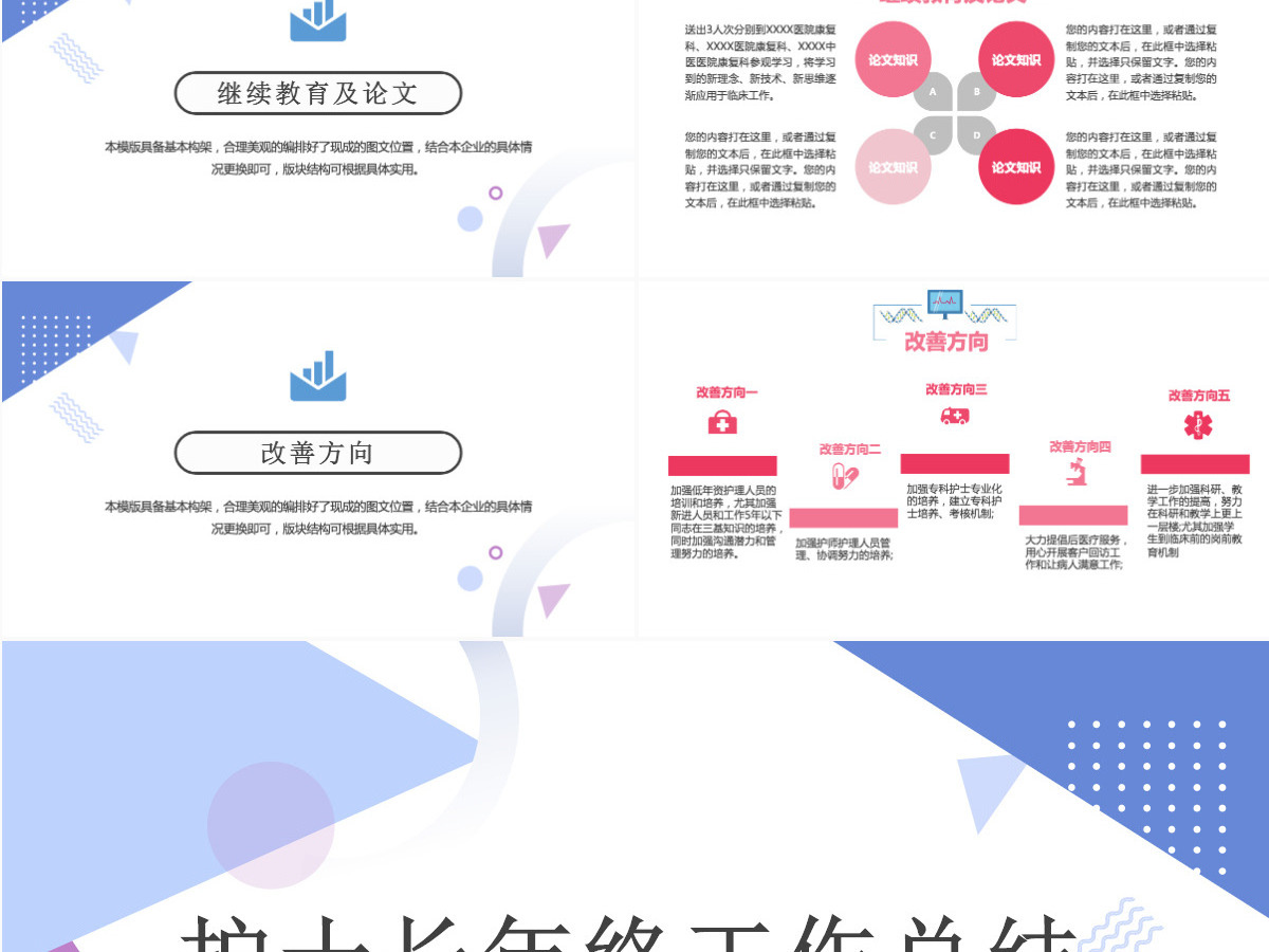 2022护士长年终工作总结精品内容型医院护士天使风采主题课件模板PPT