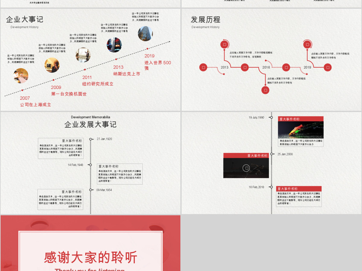 时间轴公司发展历程企业大事记PPT模板
