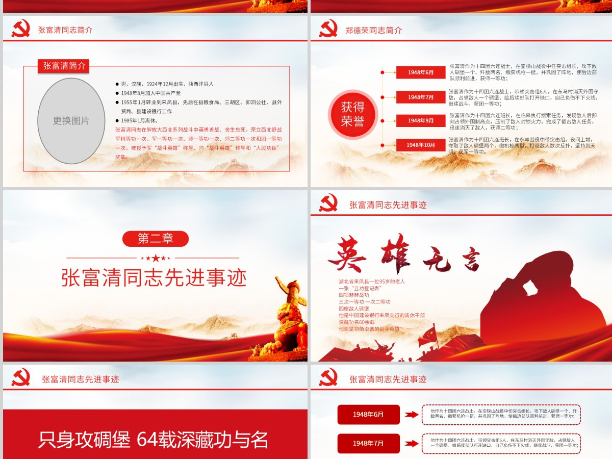 原创学习张富清先进事迹ppt-版权可商用-含讲稿 原创学习张富清先进事迹ppt-版权可商用-含讲稿