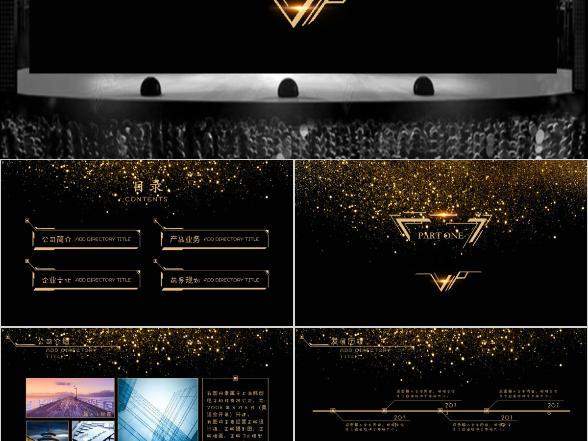 低调奢华金色公司简介企业宣传推广PPT模板
