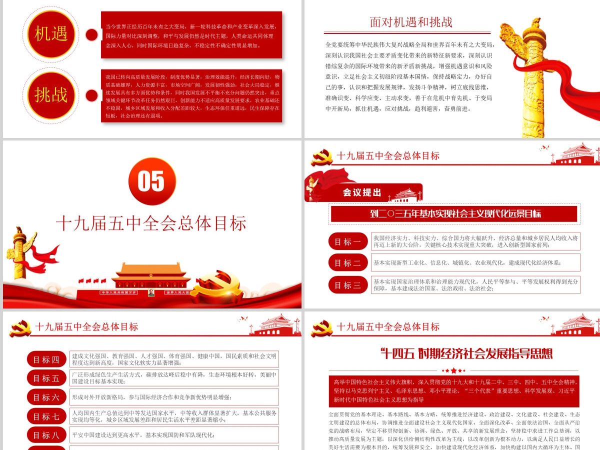 简洁党的十九届五中全会公报解读五中全会精神学习PPT-含讲稿