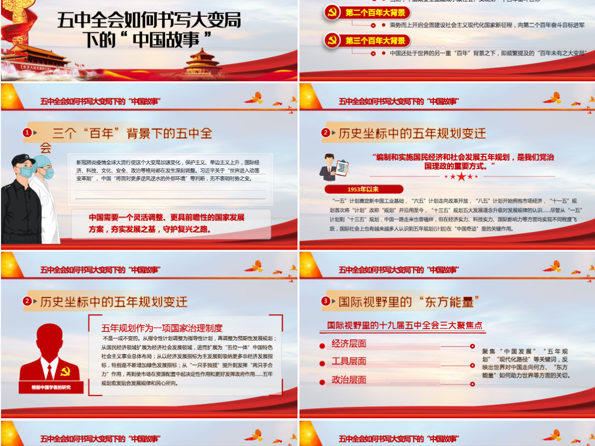 2020聚焦十九届五中全会精神解读PPT模板 2020聚焦十九届五中全会精神解读PPT模板