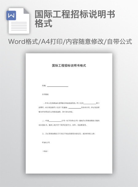 国际工程招标说明书格式