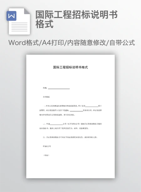 国际工程招标说明书格式