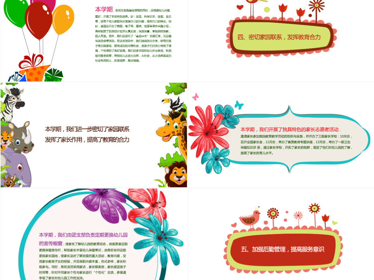 2024年可爱卡通风格幼儿园工作总结汇报PPT模板幻灯片 2024年可爱卡通风格幼儿园工作总结汇报PPT模板幻灯片