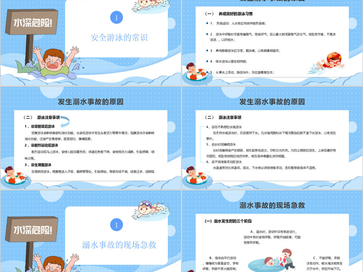暑期防溺水安全知识教育PPT模板