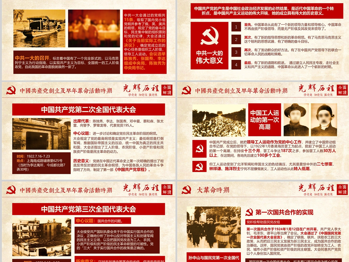 光辉的历程中国共产党党史党课学习ppt模板--含讲稿