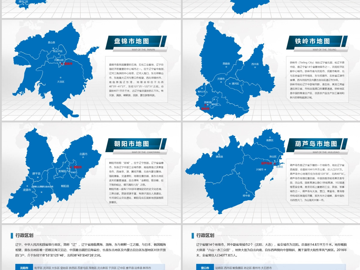 沈阳市地图PPT辽宁省含区县可编辑可填充矢量分层地图PPT模板