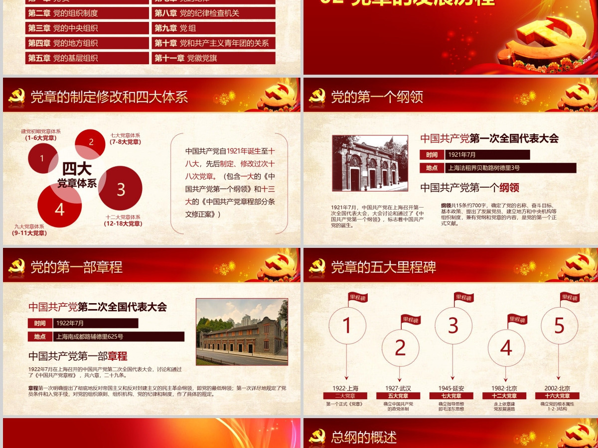 党课PPT模板新党章课件讲稿党建素材背景--含讲稿