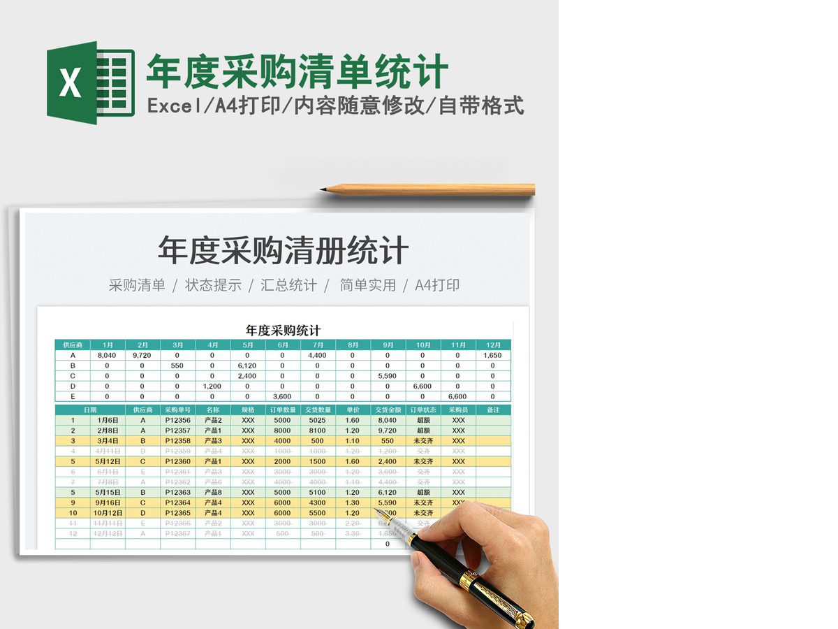 2021年度采购清单统计免费下载