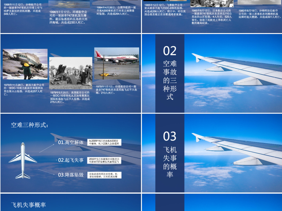 盘点史上最严重空难事故及乘坐飞机注意事项主题班会PPT模板 盘点史上最严重空难事故及乘坐飞机注意事项主题班会PPT模板