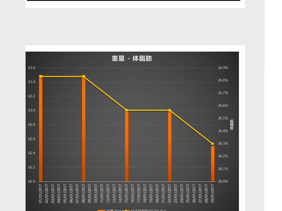 女性健康状况变化图健身计划excel模板