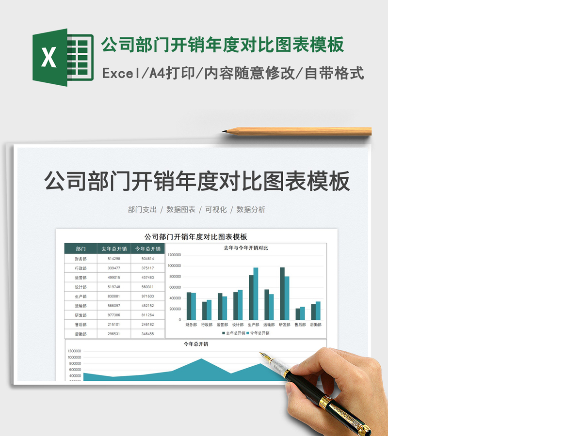 2021公司部门开销年度对比图表模板免费下载 2021公司部门开销年度对比图表模板免费下载
