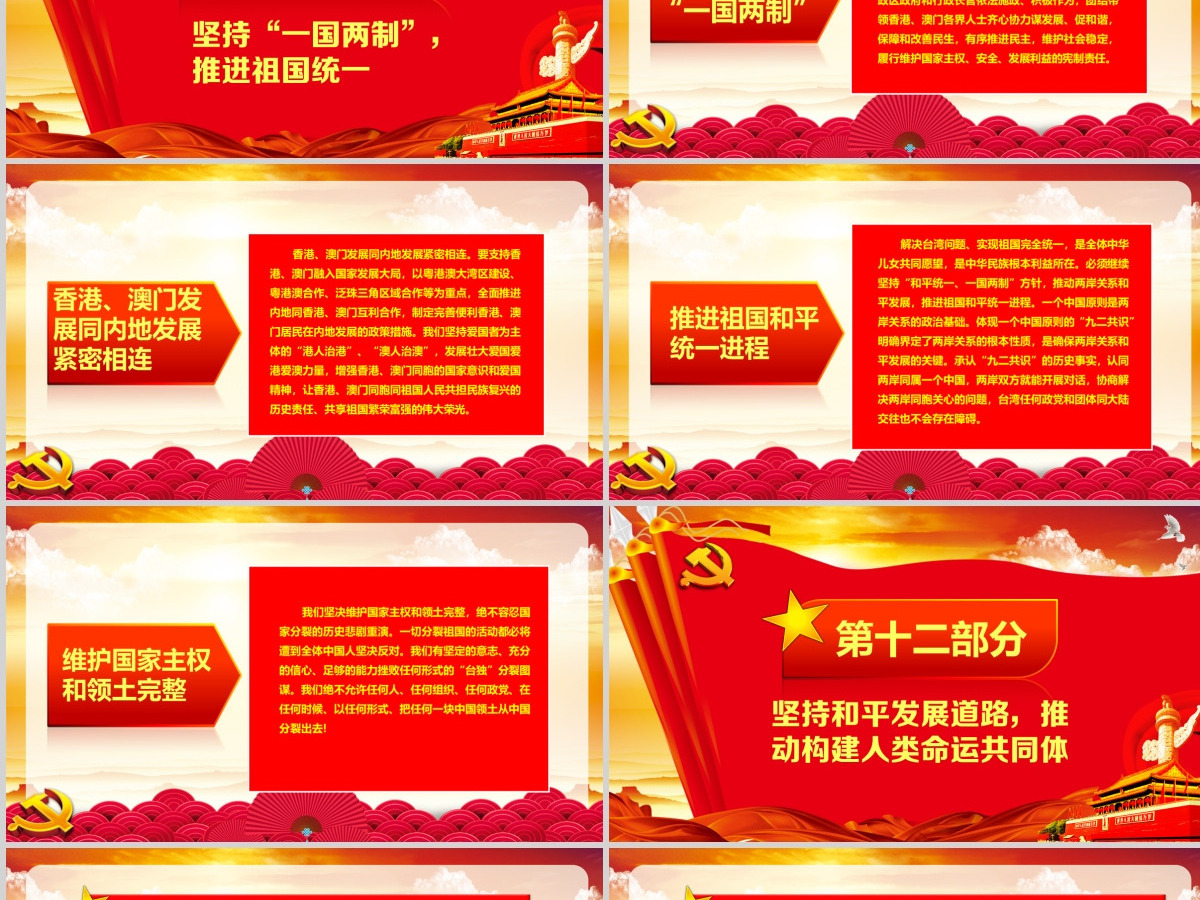 2019中国十九大红色精神会议PPT模板