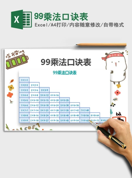 2021年99乘法口诀表