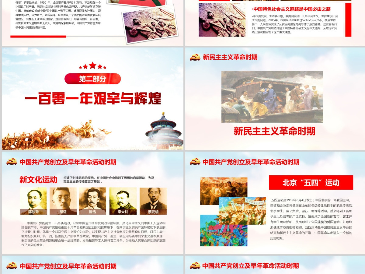 红水彩七一建党节中国共产党党史100年光辉的历程党建党课PPT模板-含讲稿 红水彩七一建党节中国共产党党史100年光辉的历程党建党课PPT模板-含讲稿