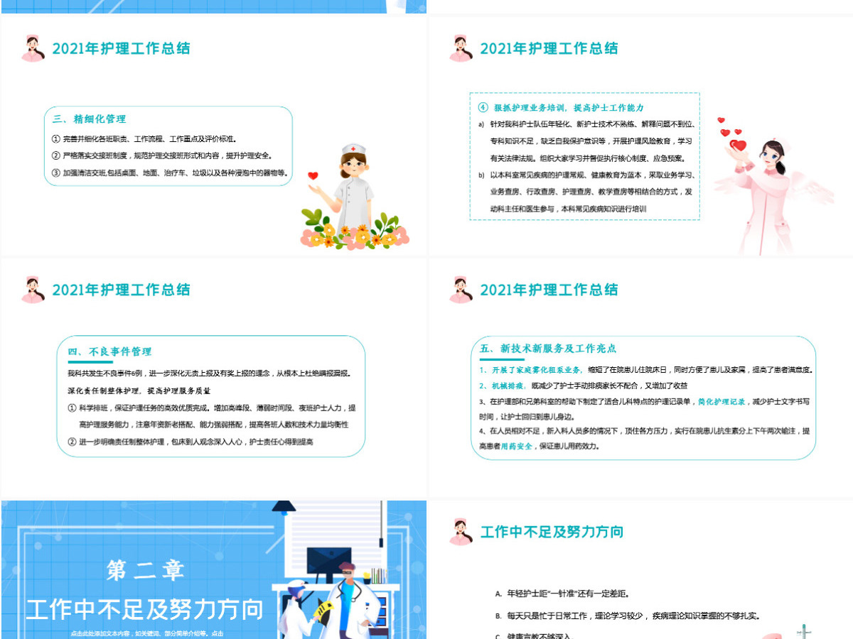2022简约时尚风护理年终总结护士年终总结课件PPT模板