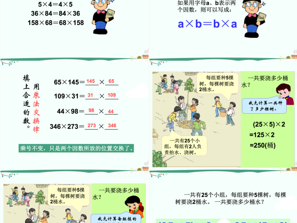 人教版小学四年级下数学乘法运算定律ppt
