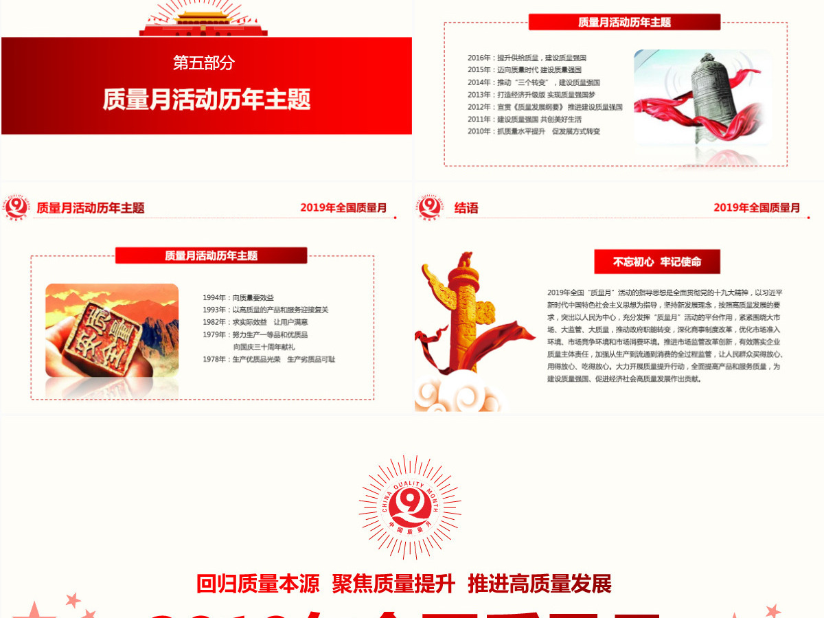 原创2019全国质量月活动主题学习质量PPT-版权可商用