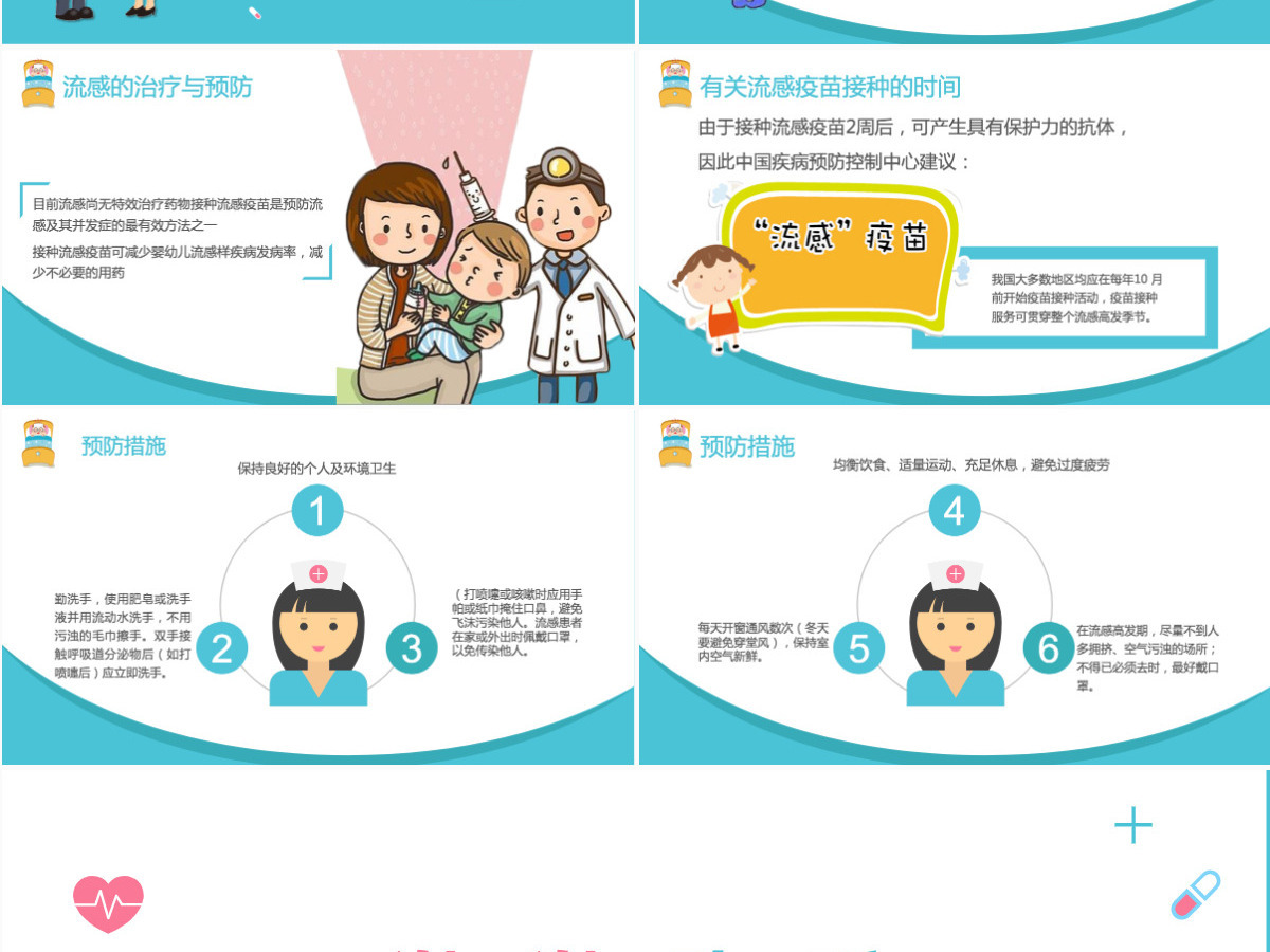 蓝色医疗卡通风格儿童流感预防主题班会PPT模板 蓝色医疗卡通风格儿童流感预防主题班会PPT模板