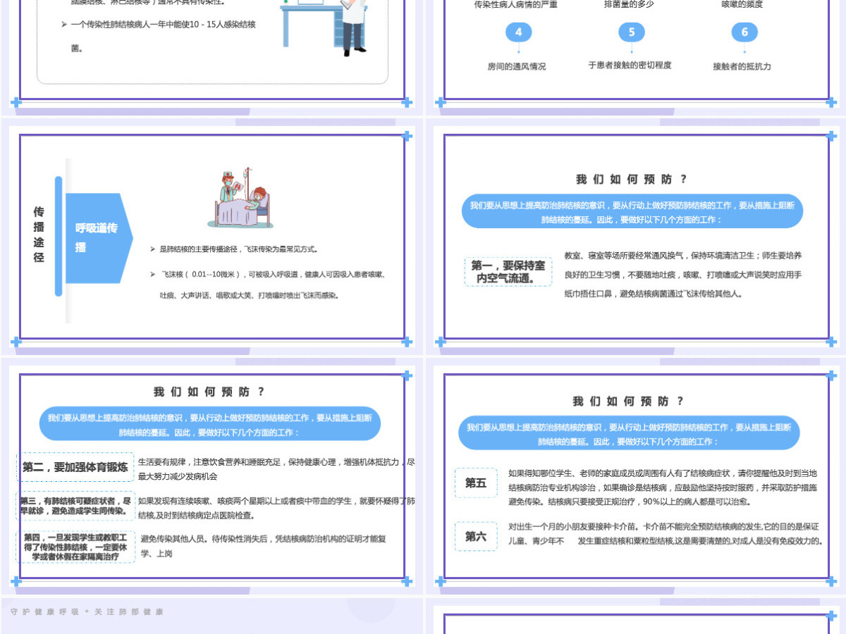 肺结核防治简约风肺结核防治知识讲座课件模板PPT