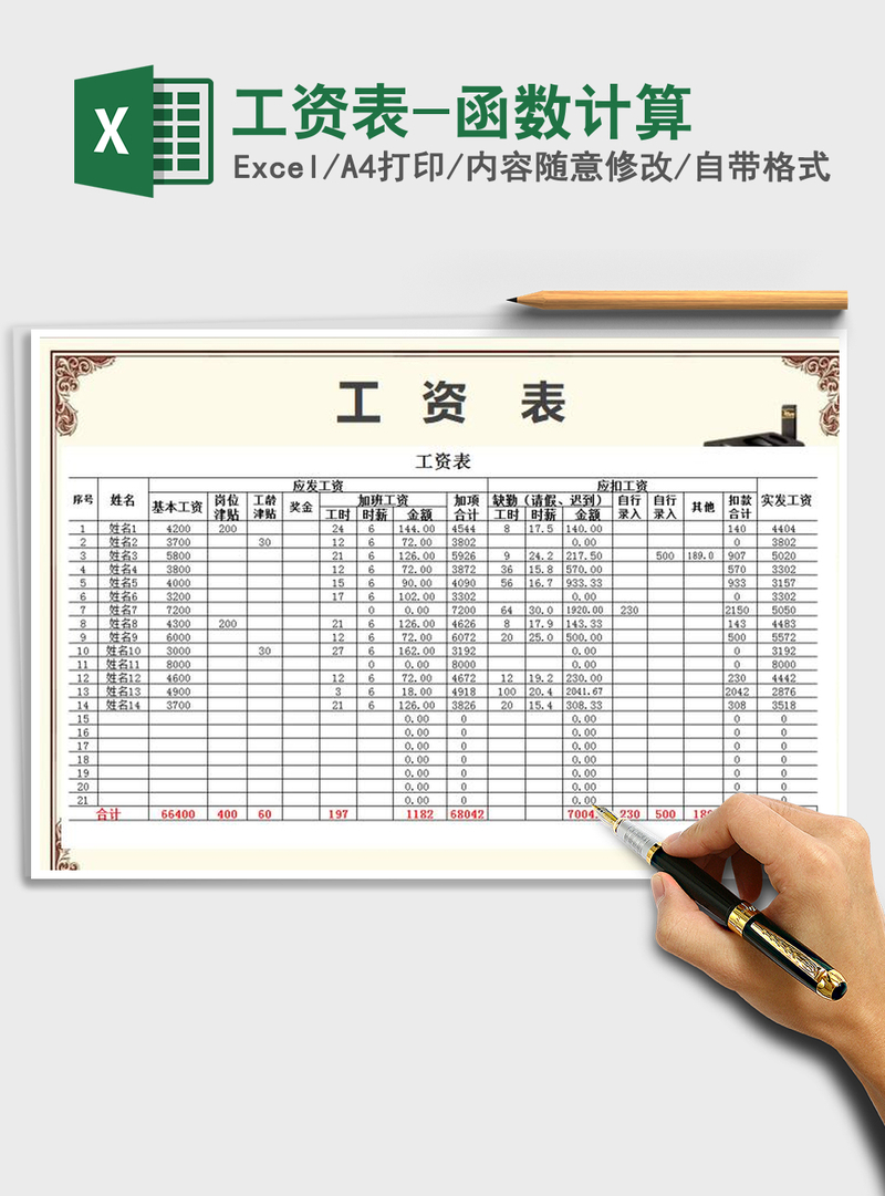 2021年工资表-函数计算 2021年工资表-函数计算