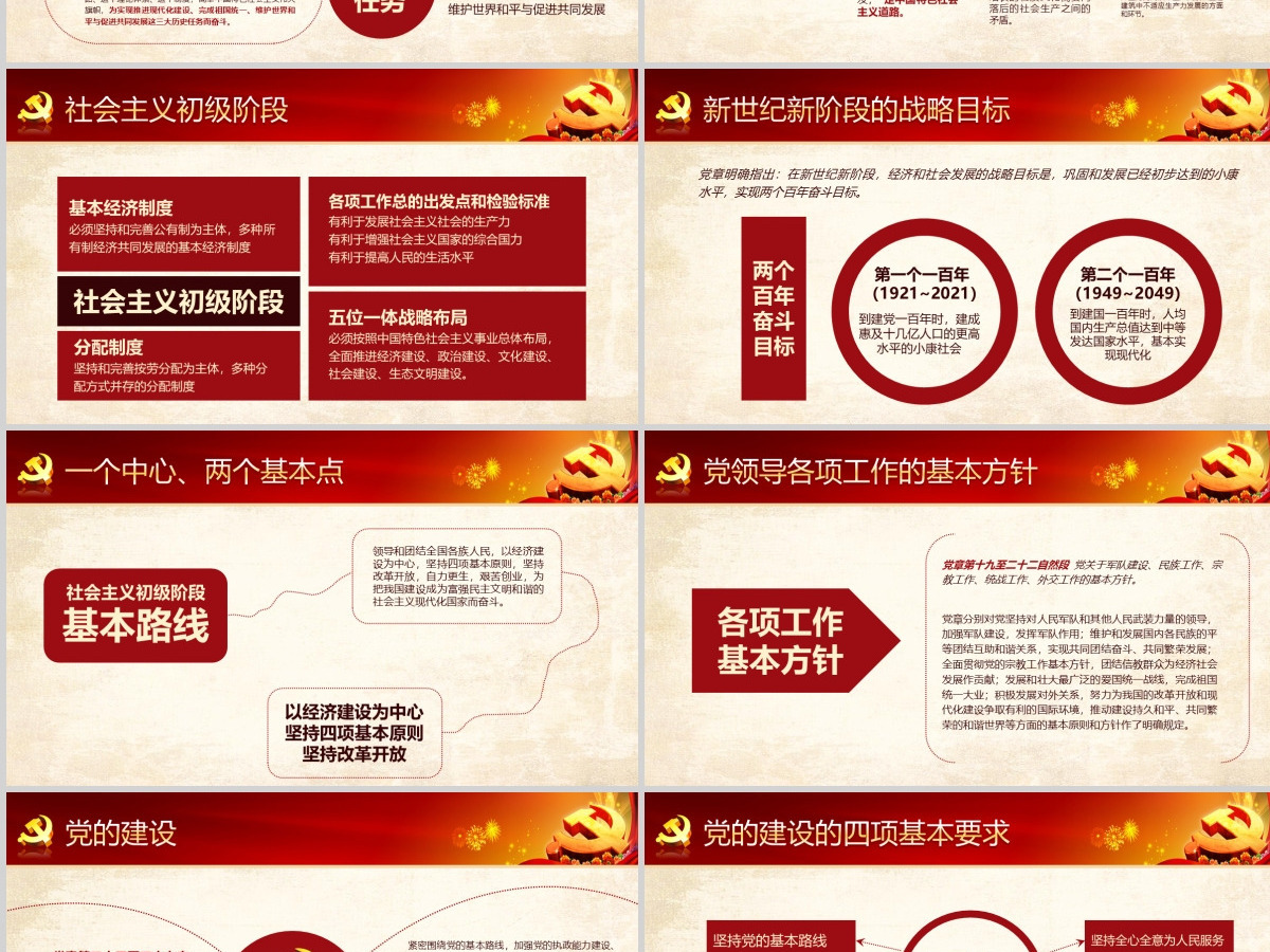 党课PPT模板新党章课件讲稿党建素材背景--含讲稿