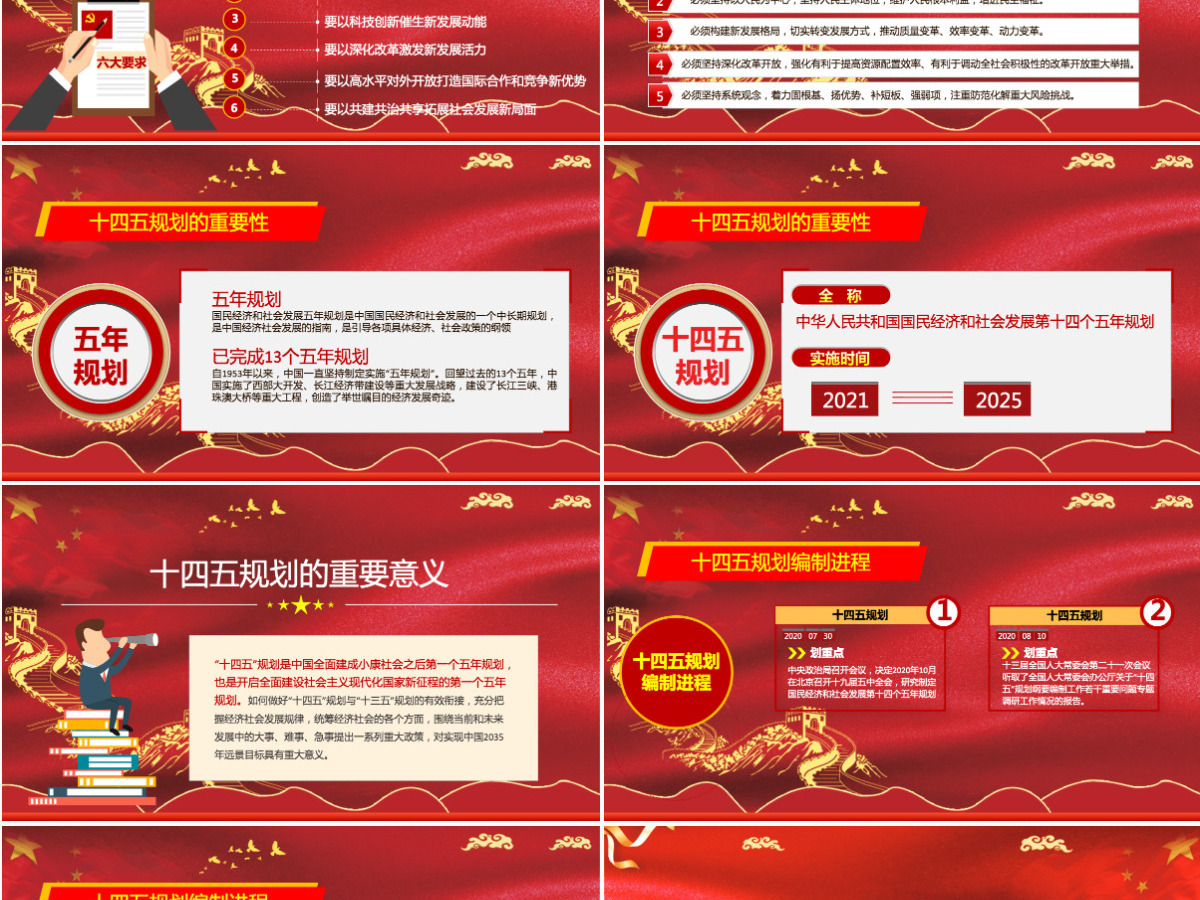2020中国红聚焦十九届五中全会精神解读PPT模板