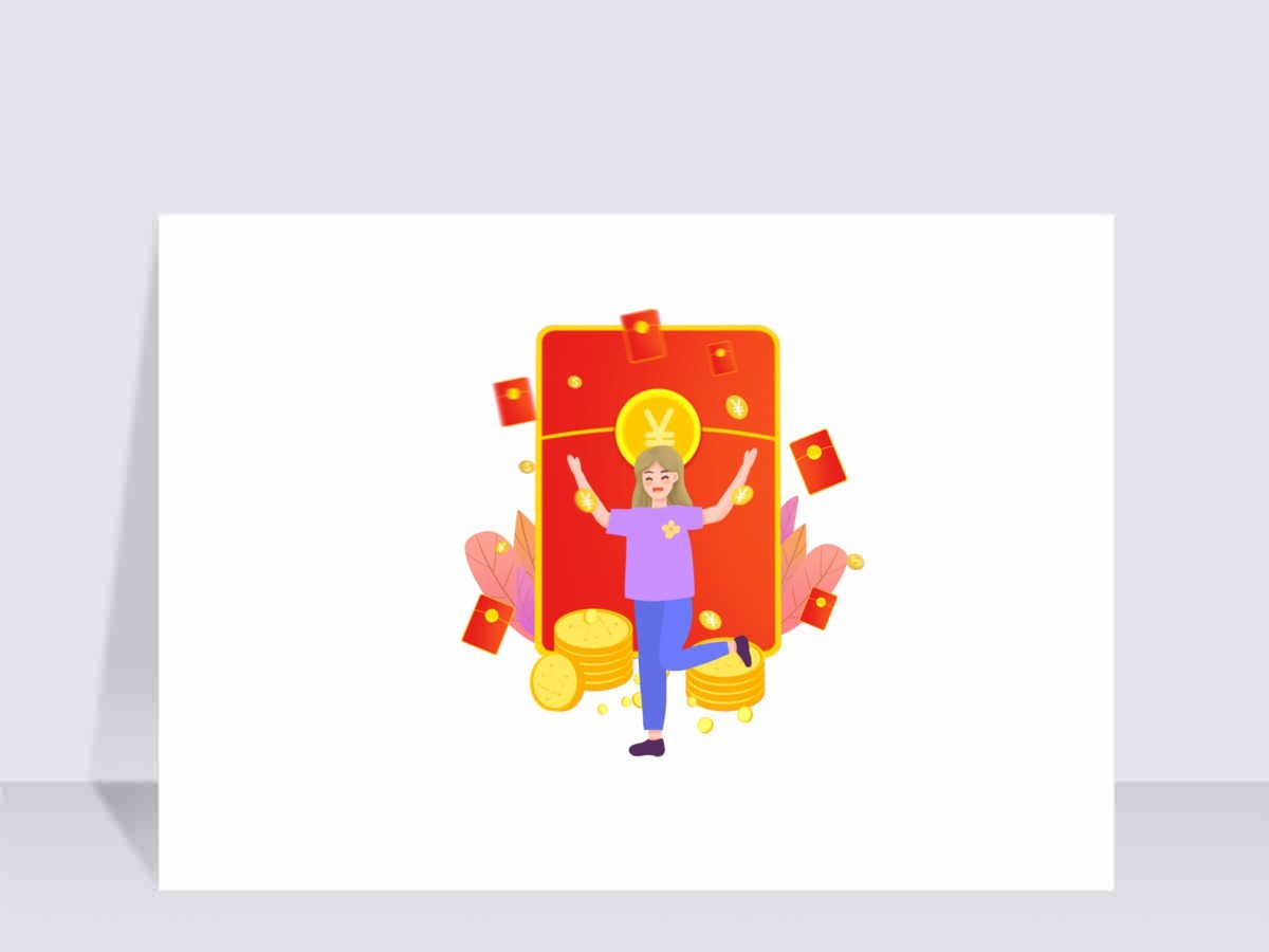 红包金币卡通人物元素 红包金币卡通人物元素