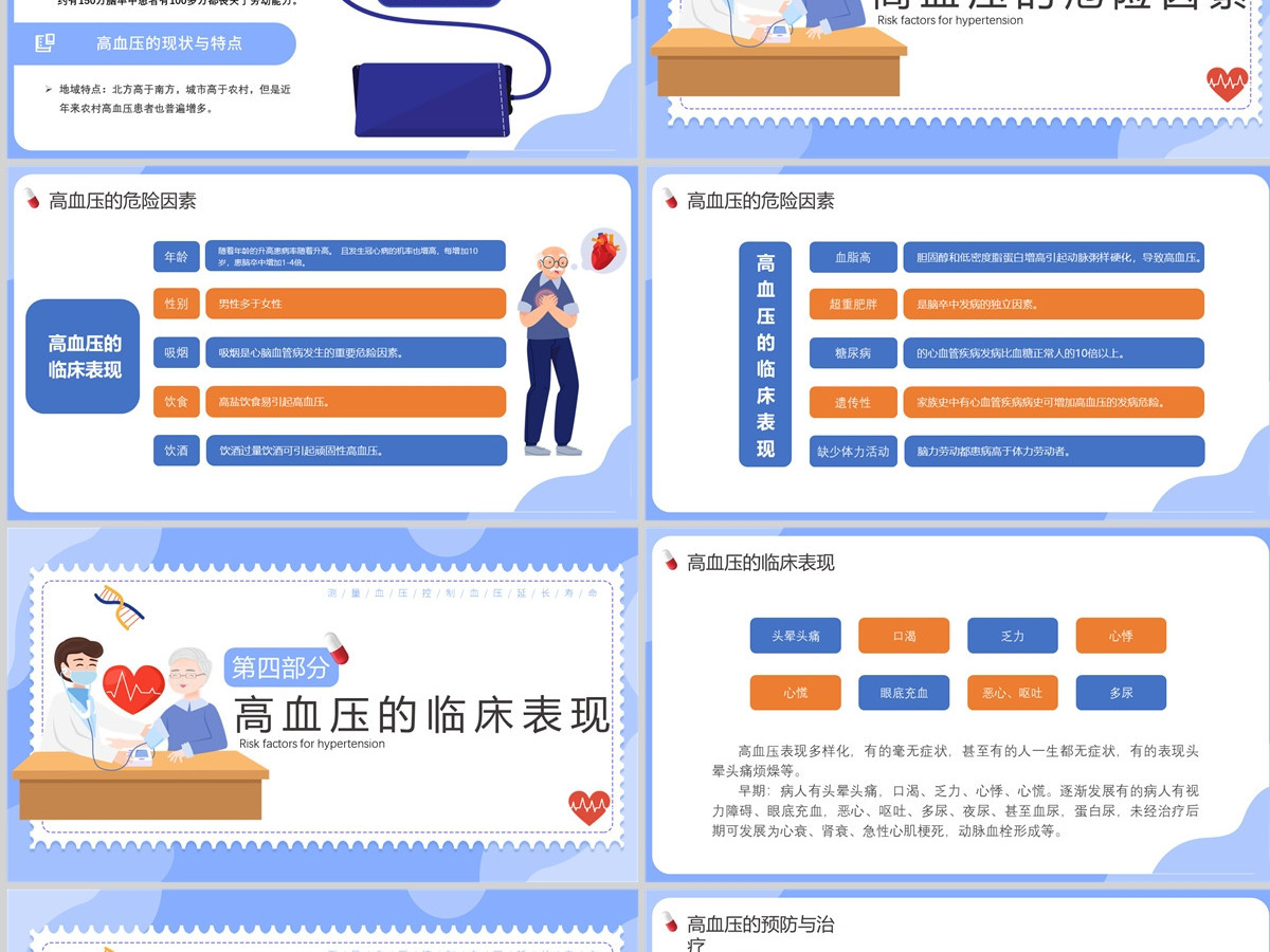 清新蓝唯美卡通预防高血压从认识高血压开始PPT模板 清新蓝唯美卡通预防高血压从认识高血压开始PPT模板