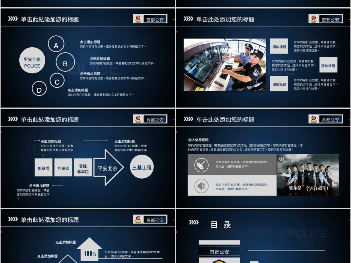 公安警务通用总结汇报ppt模板