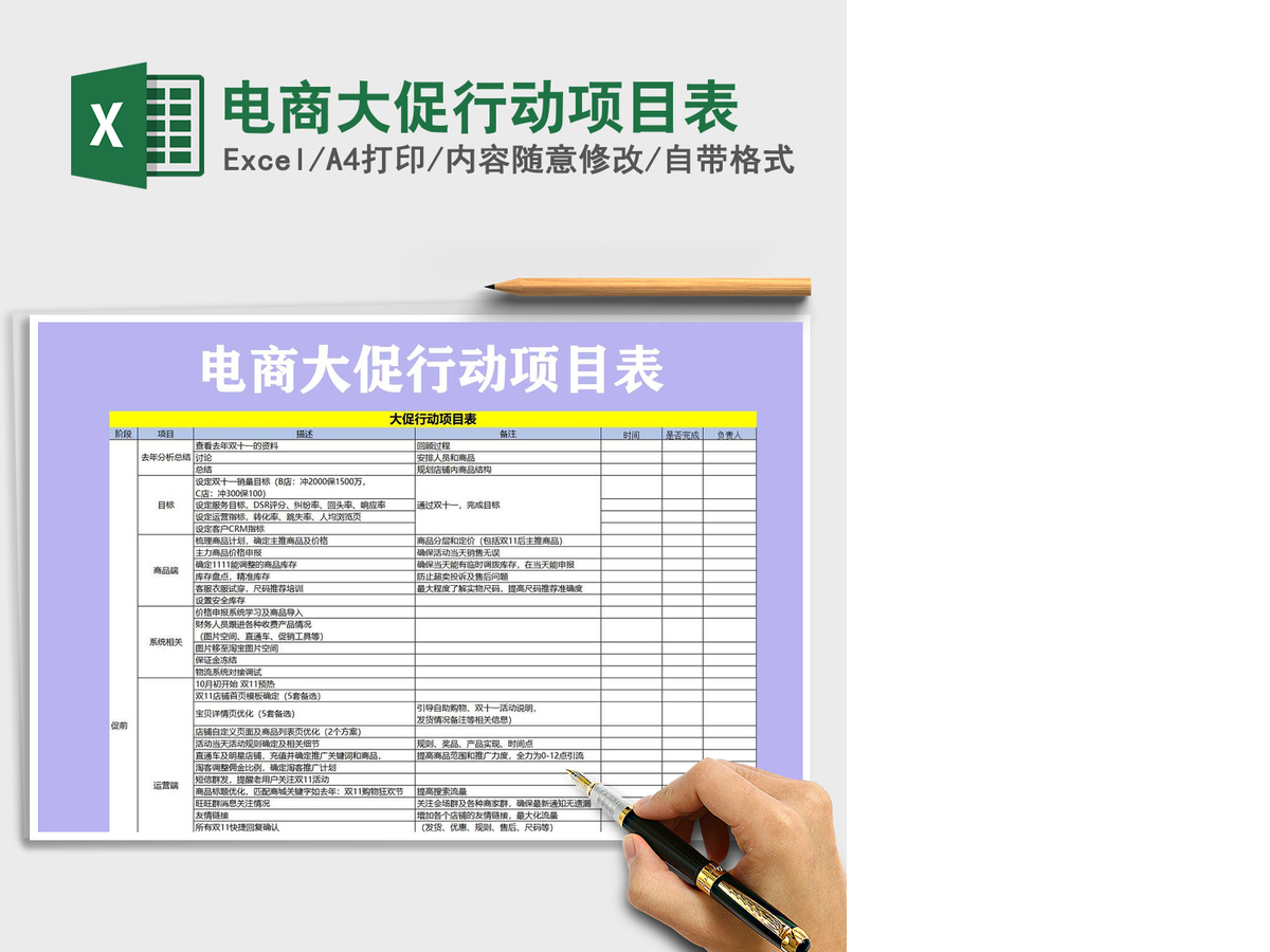2021年电商大促行动项目表