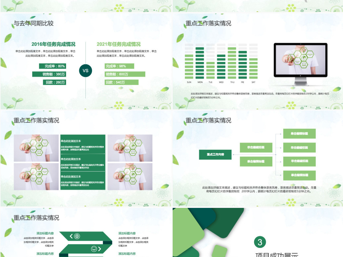 2021清新年终工作总结年终总结动态ppt