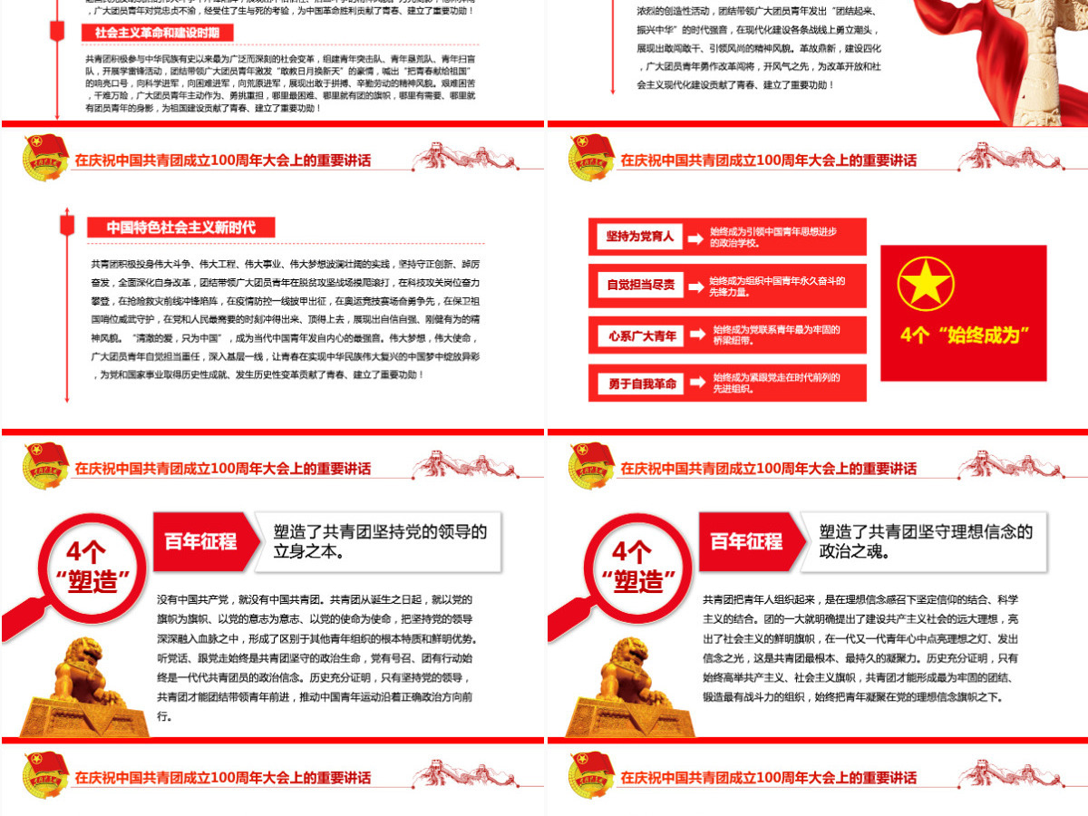 红色简洁数读在庆祝中国共青团成立100周年大会上的重要讲话团课课件-含讲稿 红色简洁数读在庆祝中国共青团成立100周年大会上的重要讲话团课课件-含讲稿