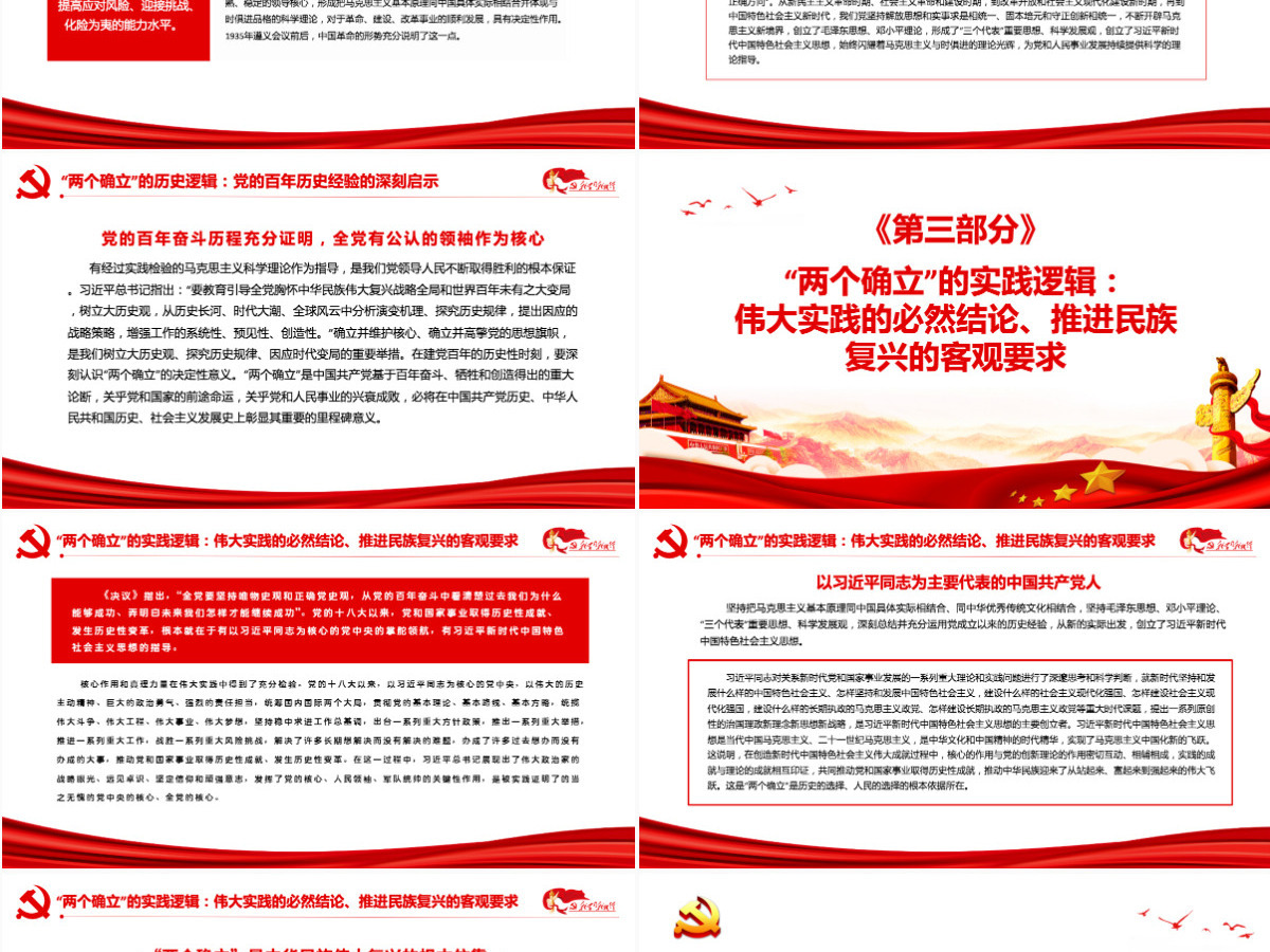 深刻把握“两个确立”的理论逻辑历史逻辑和时间逻辑红色精品深入学习《中共中央关于党的百年奋斗重大成就和历史经验的决议》专题党课PPT-含讲稿