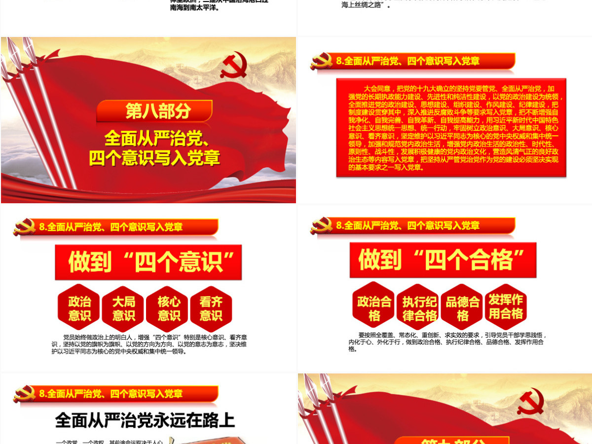 学习党的十九大党章修改内容PPT课件模板
