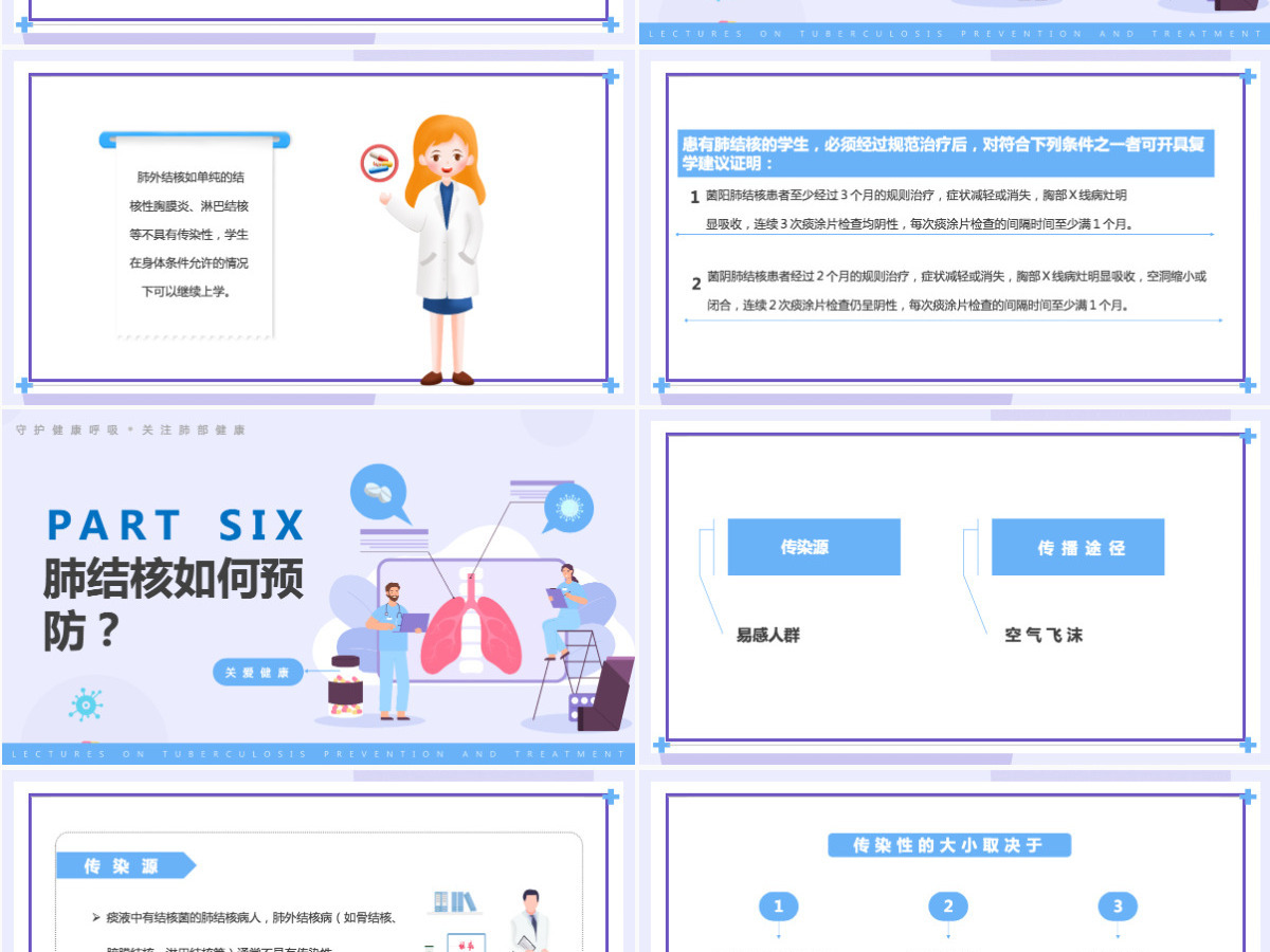 肺结核防治简约风肺结核防治知识讲座课件模板PPT