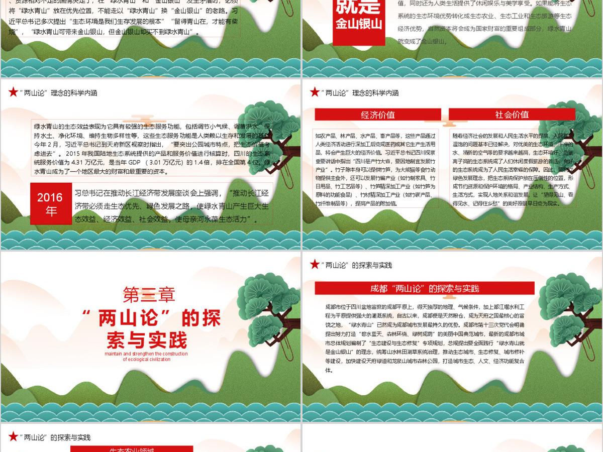 总书记“两山论”的自然观PPT模板