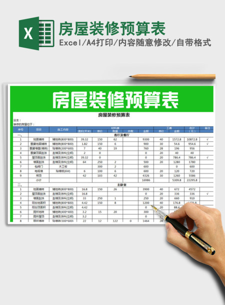 2021年房屋装修预算表