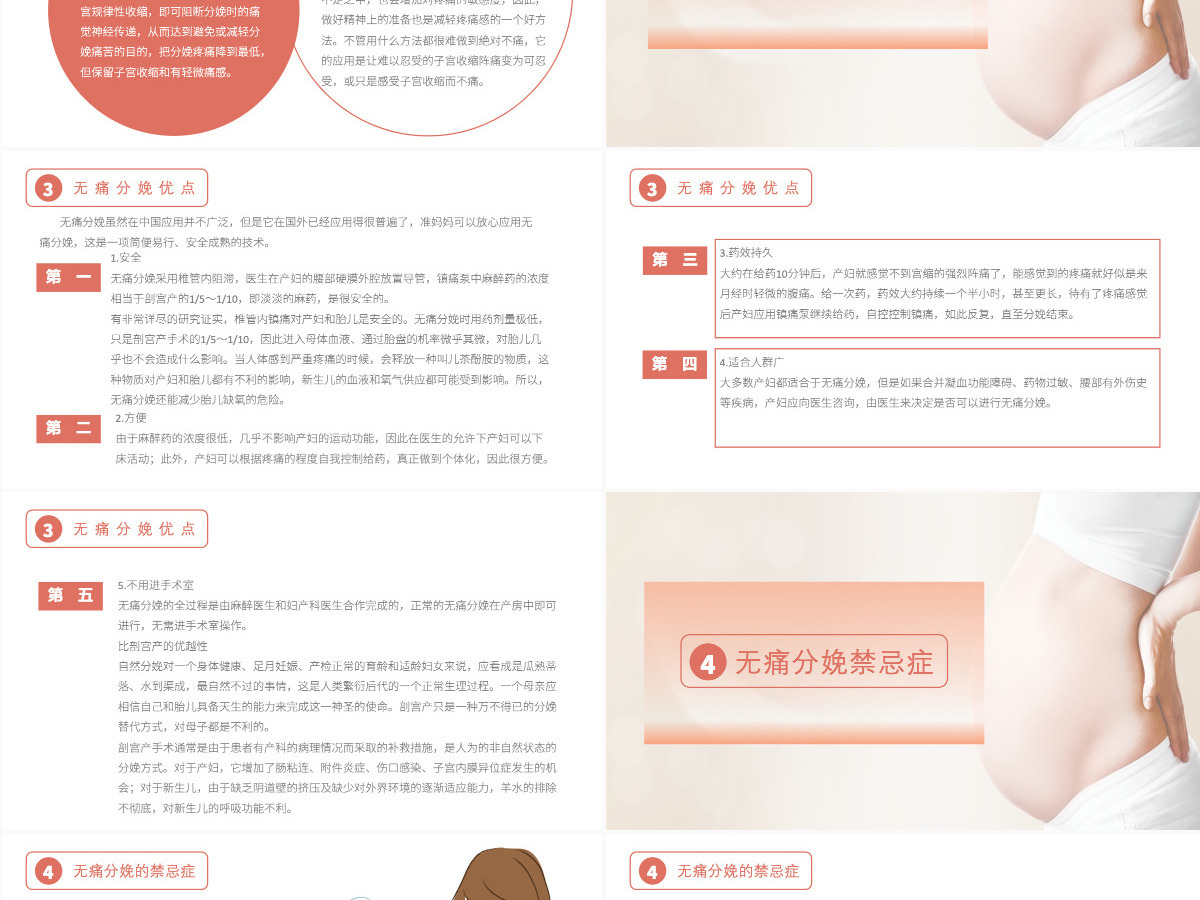 清新创意无痛分娩详情医疗相关PPT模板 清新创意无痛分娩详情医疗相关PPT模板