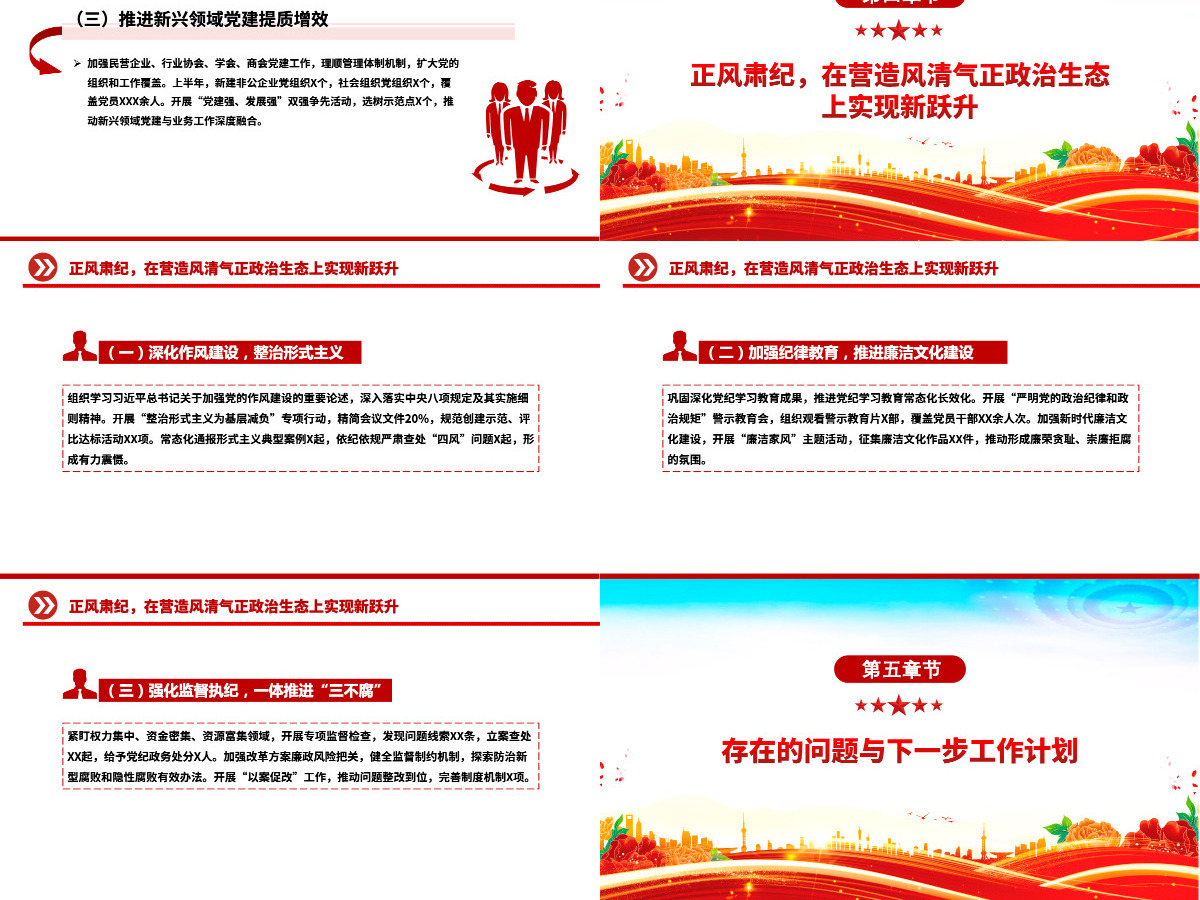 红色精品2025年上半年党建工作情况总结PPT模板 红色精品2025年上半年党建工作情况总结PPT模板
