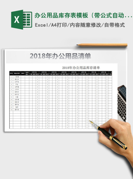 2021年办公用品库存表模板(带公式自动计算) 2021年办公用品库存表模板(带公式自动计算)
