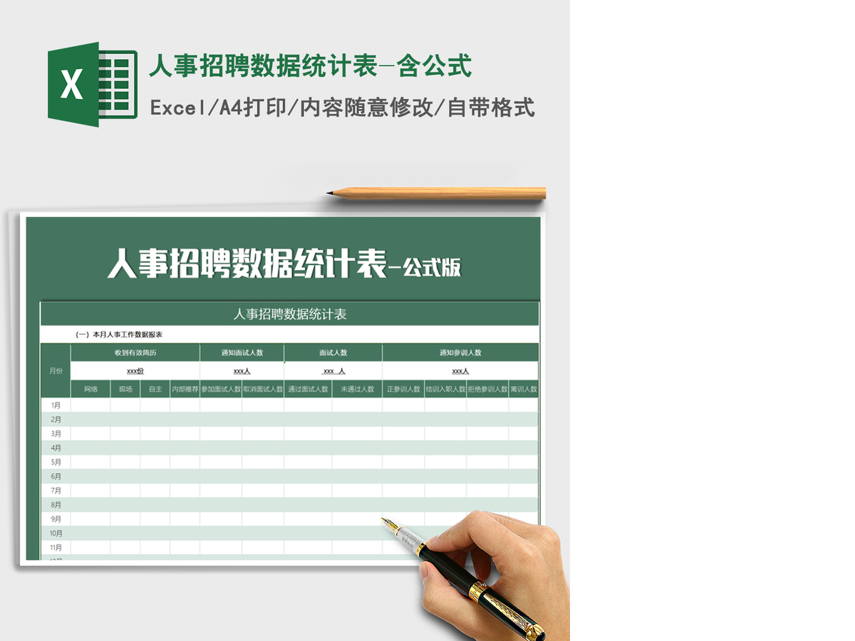 2021年人事招聘数据统计表-含公式