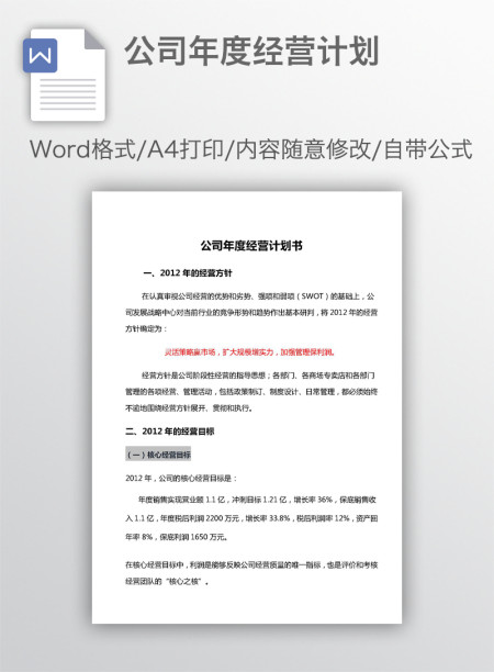 公司年度经营计划