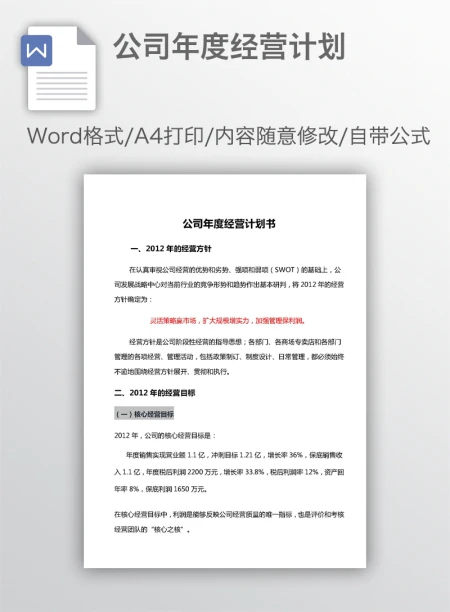 公司年度经营计划 公司年度经营计划