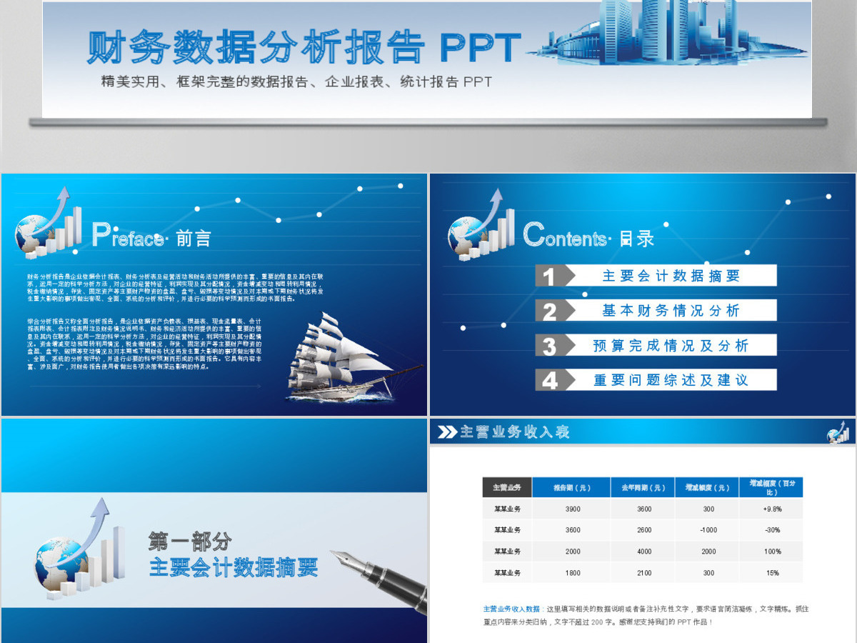 财务数据分析ppt模板幻灯片
