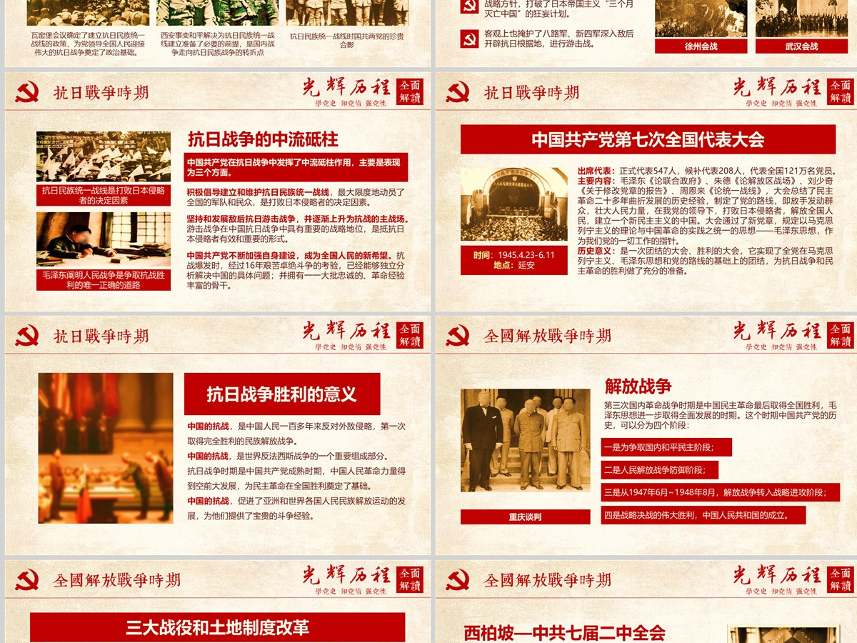光辉的历程中国共产党党史党课学习ppt模板--含讲稿